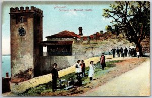 Gibraltar Entrance To Moorish Castle Antique Family Picture Picnic Postcard