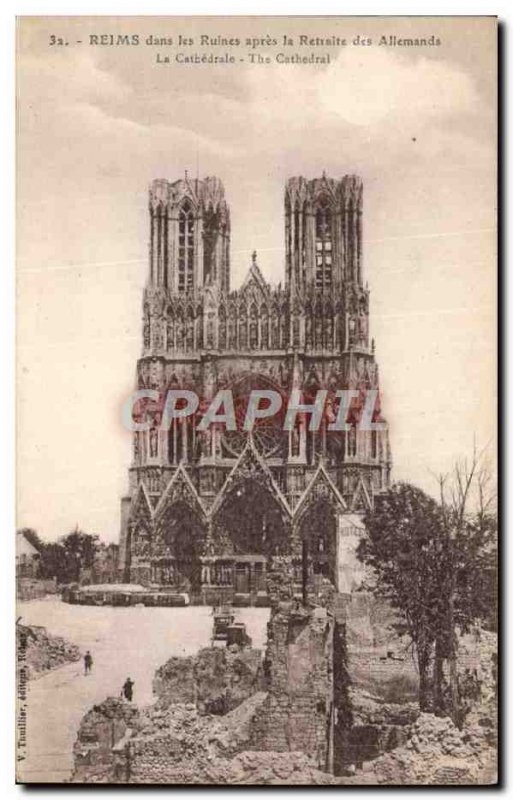 Old Postcard Reims In Ruins After Retirement German Militaria