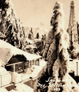 Vintage RPPC Snow Covered Mt. Wilson Hotel Air Mail CA Postcard F167