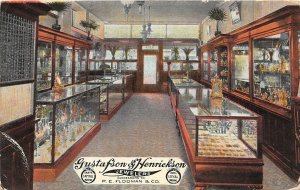 F50/ Omaha Nebraska Postcard c1910 Gustafson & Henrickson Jewelry Store Interior