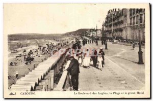 Old Postcard Cabourg Le Boulevard des Anglais Beach and The Grand Hotel