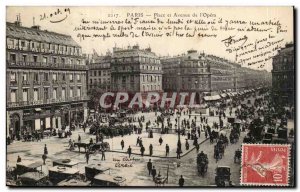 Paris Place and Avenue L & # 39Opera -Carte Old Post