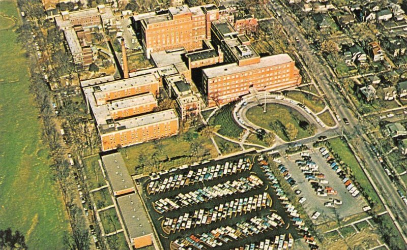 Evanston, IL Illinois  EVANSTON HOSPITAL  Aerial View  VINTAGE Chrome Postcard