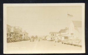 RPPC LOMPOC CALIFORNIA DOWNTOWN STREET SCENE SOLDIERS MAIL REAL PHOTO POSTCARD