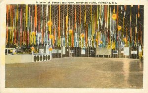 Vintage Postcard Interior Of Sunset Ballroom Riverton Park Portland ME