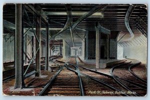 1907 Boston Massachusetts MA Vintage Postcard Park St. Subway Posted Railway