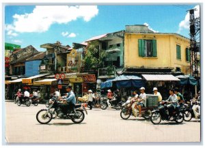 Hanoi Vietnam Postcard Hang Dao Street Business District Motorcycle Passing 2002