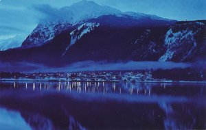 Quiet Evening View of Haines AK, Alaska - Reflected Lights and Mountain
