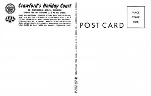 Crawford's Holiday Court Motel Cars St Augustine Beach Florida postcard