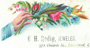 1880's G. H. Rodig, Jeweler, Cleveland, OH. Victorian Trade Card P109