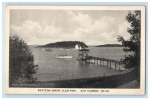 c1930's Eastern Yacht Club Pier Boats Bar Harbor Maine ME Vintage Postcard