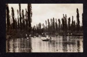 Canal Boats Postcard RPPC MEXICO Real Photo XOCHIMILCO