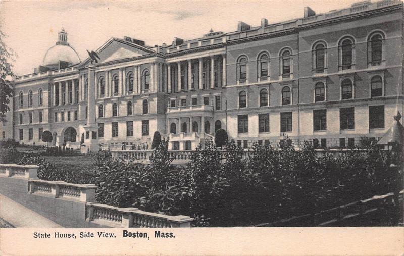 State House, Side View, Boston, Massachusetts, Early Postcard, Unused