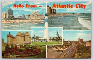 1971 Hello From Atlantic City New Jersey NJ Panoramic Hotel White House Postcard