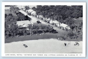 Lake Wales Florida FL Postcard Lake Mabel Motel Bok Tower Cypress Gardens c1940