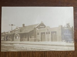 J94/ Cherryvale Kansas RPPC Postcard c1910 Santa Fe Railroad Depot  44