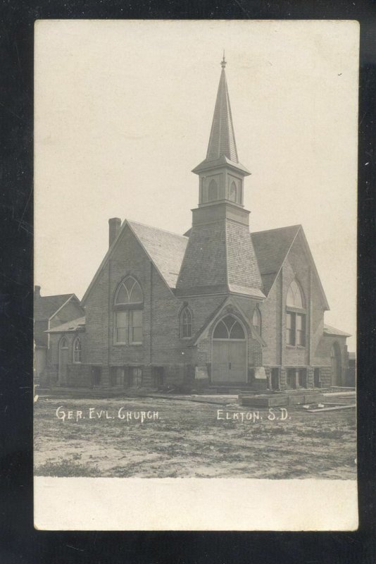 RPPC ELKTON SOUTH DAKOTA SD GERMAN EVANGELICAL CHURCH REAL PHOTO POSTCARD