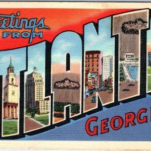 c1940s Atlanta, GA Greetings Linen PC Trans Office Term Sta. Station Cancel A292