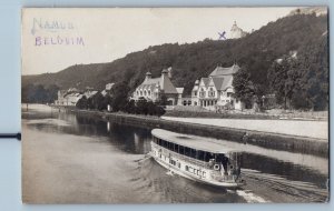 Namur Belgium Postcard Steamboat for Transportation 1918 Antique RPPC Photo