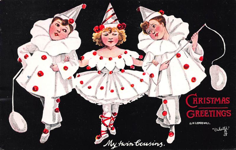 Christmas Greetings, Early Tuck's Postcard, Artist Signed, Used in 1907