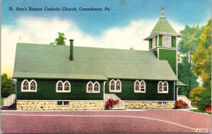 St Anns Roman Catholic Churxh Canadensis PA Pennsylvania Linen Postcard VTG UNP  