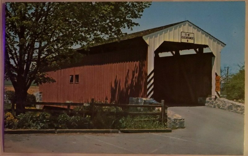 Chrome Postcard: Old Covered Wooden Bridge- Amish Country