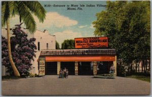 Miami, Florida Postcard Entrance to MUSA ISLE INDIAN VILLAGE Linen Unused 