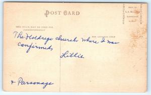 Postcard NE Holdredge Lutheran Church Parsonage Blue Sky Photoette L14