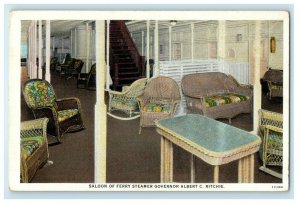 c1930's Saloon Of  Ferry Steamer Interior Governor Albert C. Ritchie Postcard 