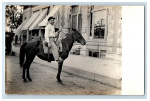 c1910's Grant Street Bank Horseback Chanute Kansas KS RPPC Photo Postcard 