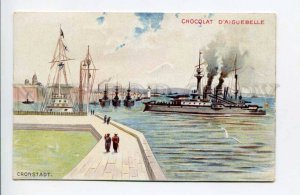 424036 RUSSIA Kronstadt Battleships chocolate D'Aiguebelle ADVERTISING postcard