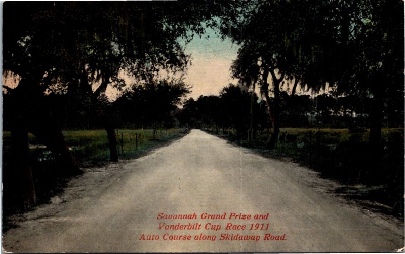 Postcard GA Savannah Grand Prize & Vanderbilt Cup Race Skidaway Road 1911 S75