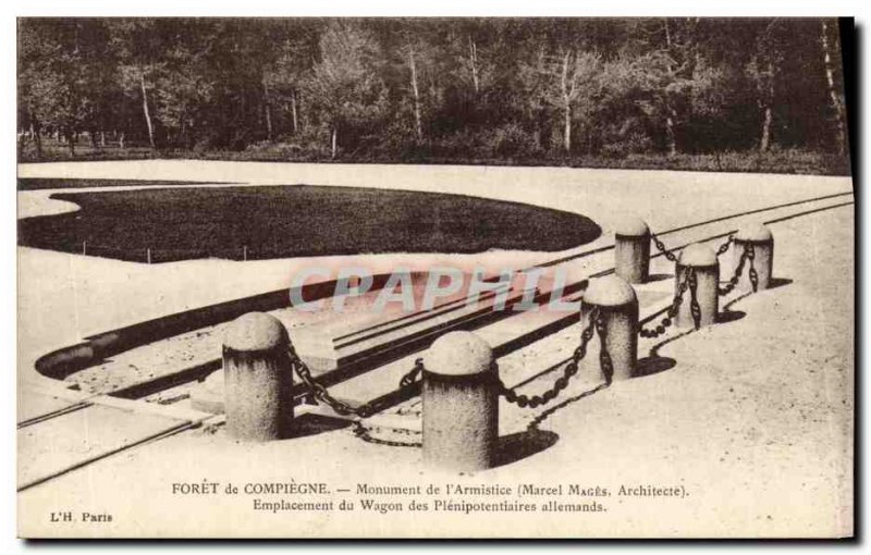 Postcard Ancient Monument Compiegne Armistice The location of German car plen...