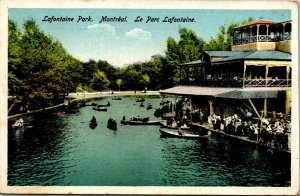 Vtg 1920's Canoes in Lafontaine Park Le Parc Lafontaine Montreal Canada Postcard