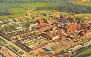 CAMDEN, SC South Carolina DUPONT'S ORLON PLANT~Aerial View c1940s Linen Postcard