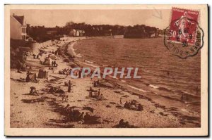 Old Postcard The Beach And Concarneau Les Sables Blancs