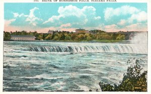 Vintage Postcard Bank Of Horseshoe Falls Niagara Falls From Goat Island Canada