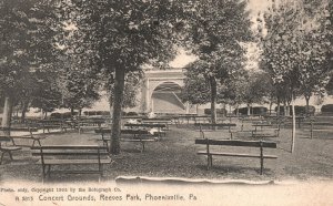 Vintage Postcard 1909 View Concert Grounds Reeves Park Phoenixville Pennsylvania