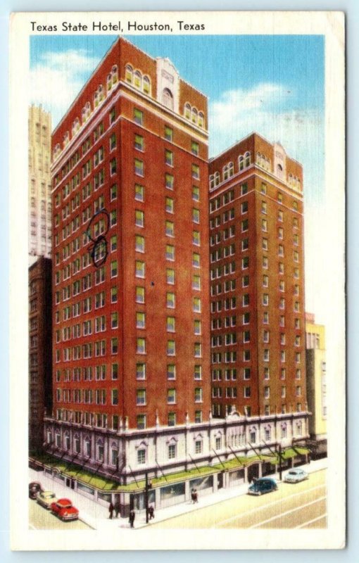 HOUSTON, Texas TX ~ TEXAS STATE HOTEL 1957 Linen Roadside Postcard