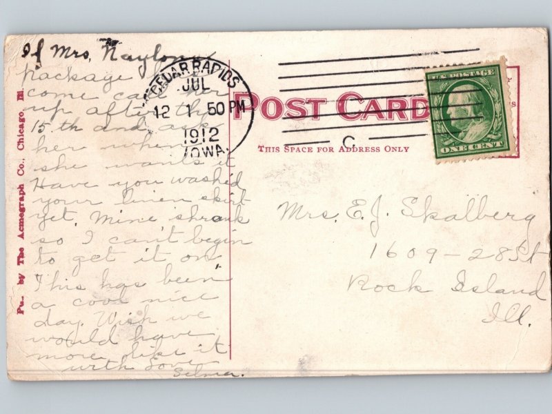 c1912 Tyler School CEDAR RAPIDS Iowa IA Linn County Postcard