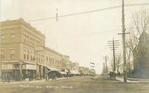 1908 Billings Montana Street View Bar Dentist Real Estate RPPC Photo Postcard