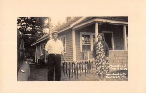 Rockwood Maine man and woman at Moosehead Inn & Camps real photo pc BB1230