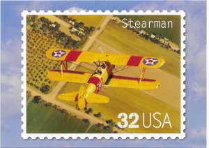 US Aircraft. unused. Stearman. 5X7 Includes matching stamp #3142l. Nice