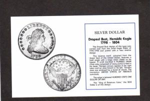 Coins Silver Dollars Draped Bust Heraldic Eagle US Coinage Money Postcard