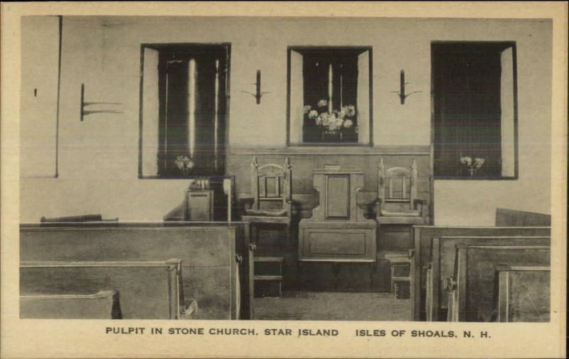 Isles of Shoals Star Island Church Interior Old Postcard