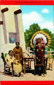 Vintage Linen Postcard - Indians In Scenic Colorado CO UNP 