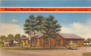 Toledo Ohio 1950s Postcard Harrison's Ranch House Restaurant