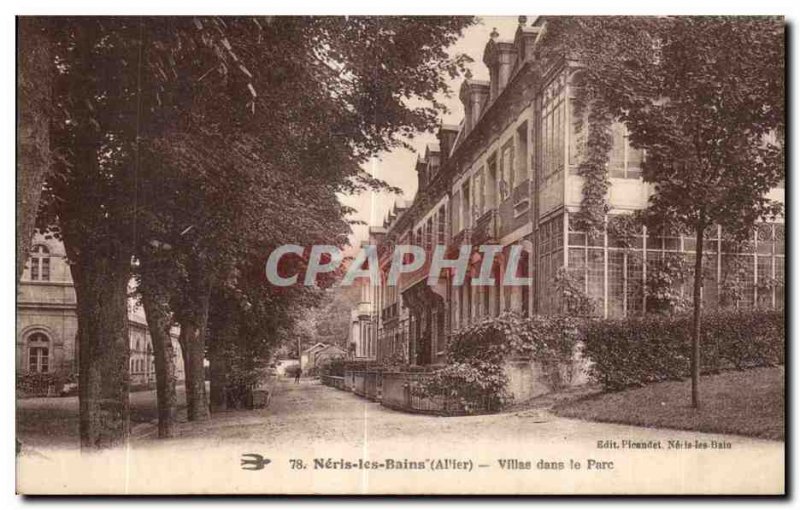 Old Postcard Neris Les Bains Allier Villas Park