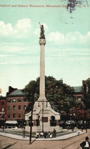 Vintage Postcard 1910's Soldiers' and Sailors' Monument Square Troy New York NY