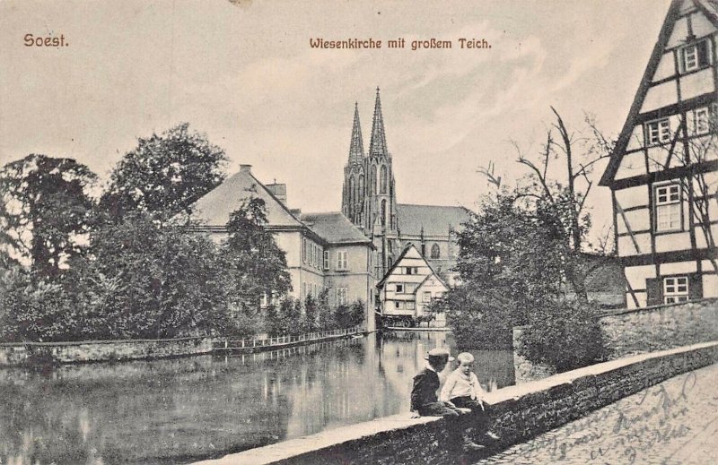 SOEST ARNSBERG GERMANY~WIESERKIRCHE mit GROSSEM TEICH~1915 PHOTO POSTCARD